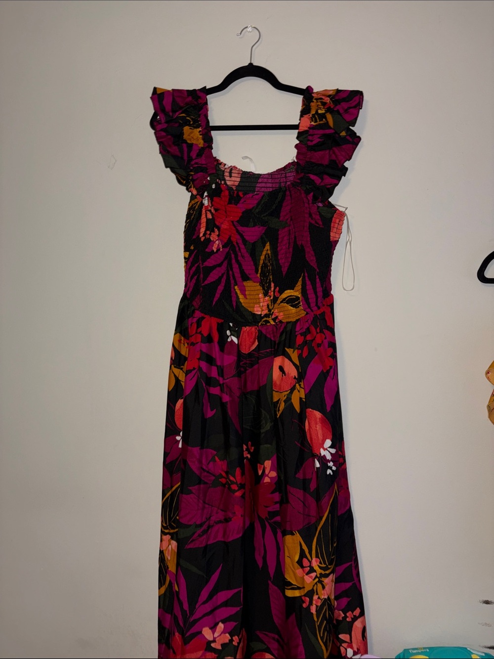 Truth Floral Maxi Dress in Magenta, Orange and Black